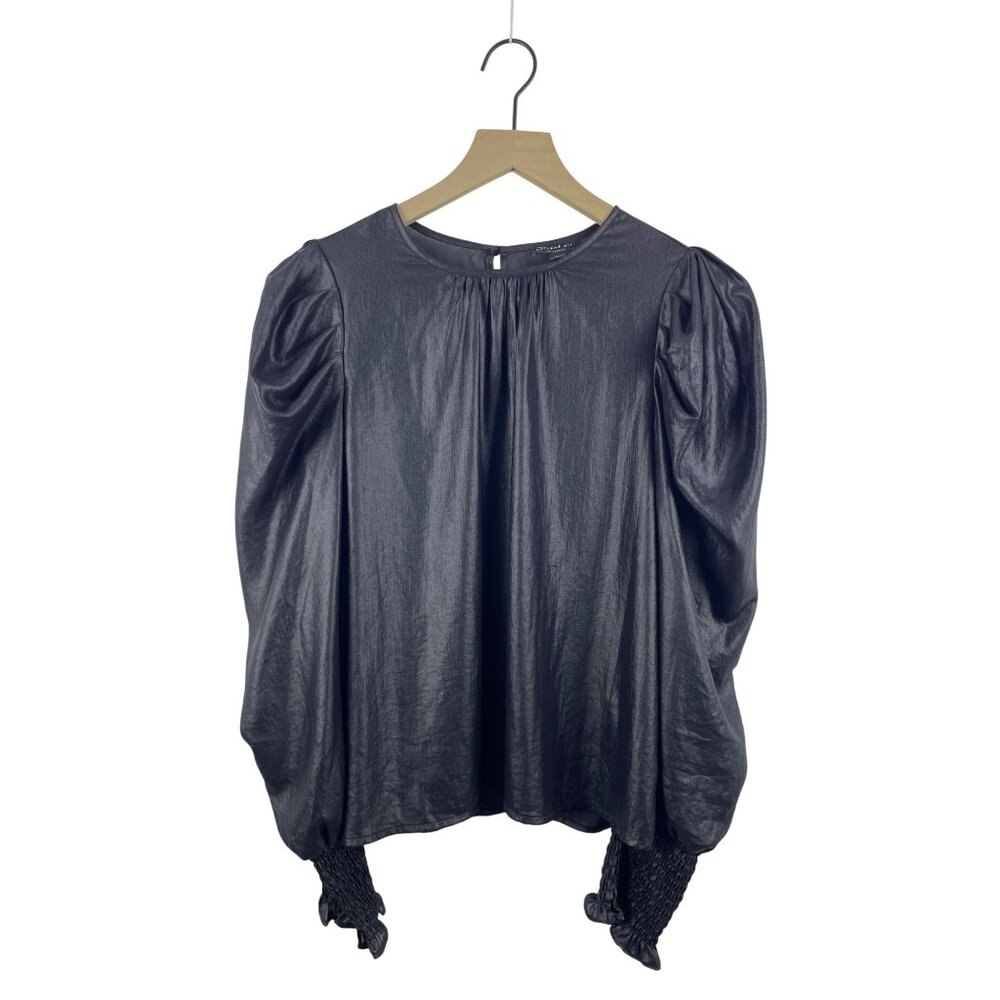 Current Air Women's Small Whimsigoth Grunge Puff Sleeve Shirred Blouse Black